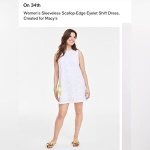 On 34th Women's Sleeveless Scallop-Edge Eyelet Shift Dress